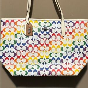 Coach Rainbow Signature City Tote Bag